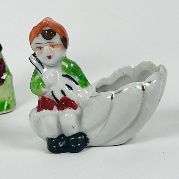 Vintage Lot of 5 Figurines Blue White Dutch Boy  & More Japan - Picture 4 of 7